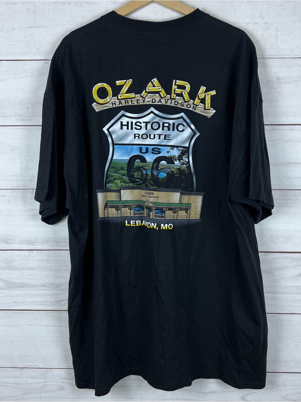 Harley Davidson Pinup Girl Ozark Lebanon Missouri Mens Size 2XL Black T-Shirt - Picture 2 of 8